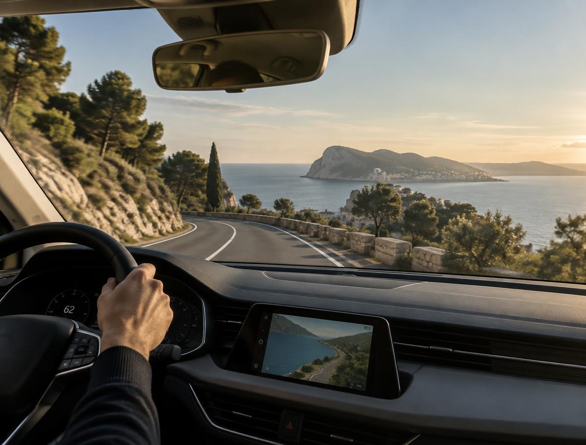 Conducción tranquila por una carretera mediterránea